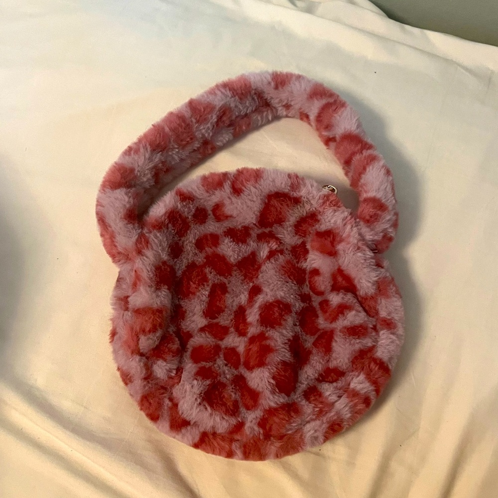 Pink Fluffy Cheetah Print Small Bag